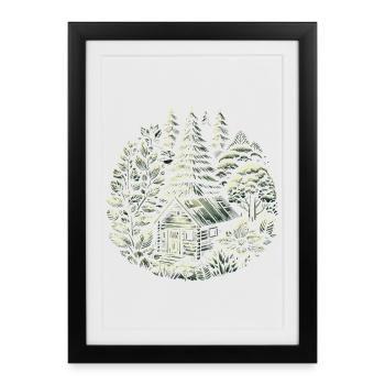 vivre dans une cabane dans les bois - Affiche encadrée (27 × 37 cm) - noir - Devant
