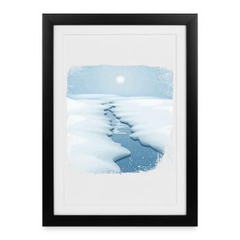 Stream in the snow with frayed edge - Framed poster (27 × 37 cm) - black - Front