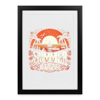 Tropical Summer Vibes: Sunset Adventure Awaits - Framed poster (27 × 37 cm) - black - Front