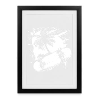 Skateboarding Drawing - Framed poster (27 × 37 cm) - black - Front