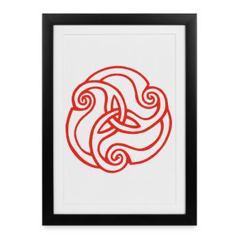 Red three-petal flower - Framed poster (27 × 37 cm) - black - Front