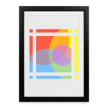 Geometric play of colours - Framed poster (27 × 37 cm) - black - Front