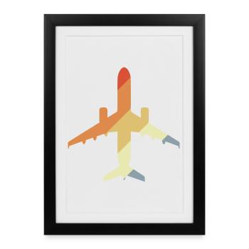 Avion rétro - Affiche encadrée (27 × 37 cm) - noir - Devant