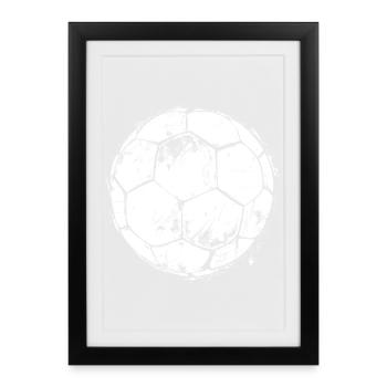 Fußball Zeichnung - Gerahmtes Poster (27 × 37 cm) - Schwarz - Vorne