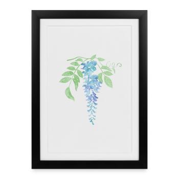 Wild Blue Wisteria Illustration - Framed poster (27 × 37 cm) - black - Front