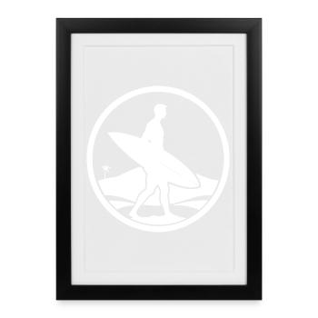 Logo du surfeur - Affiche encadrée (27 × 37 cm) - noir - Devant