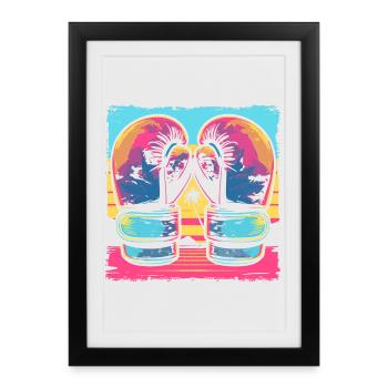 Kickboxing Cartoon Look - Framed poster (27 × 37 cm) - black - Front