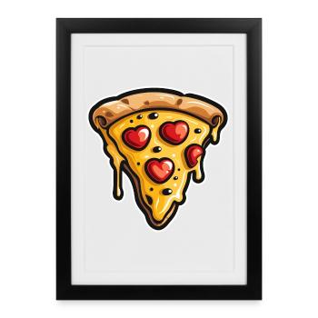 Pizza Cartoon Look - Framed poster (27 × 37 cm) - black - Front