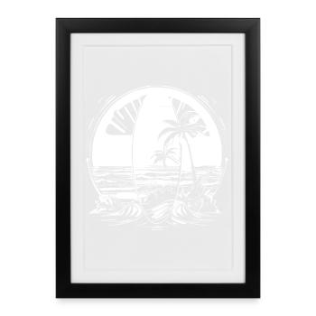 Surfing Illustration - Framed poster (27 × 37 cm) - black - Front
