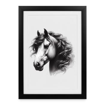 Cheval - Affiche encadrée (27 × 37 cm) - noir - Devant