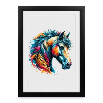 Cheval - Affiche encadrée (27 × 37 cm) - noir - Devant