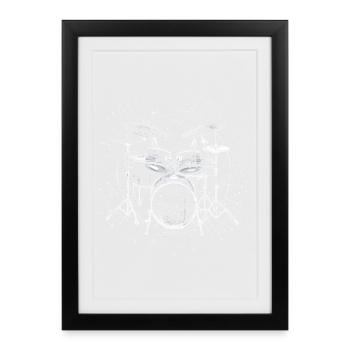 Croquis de tambour - Affiche encadrée (27 × 37 cm) - noir - Devant