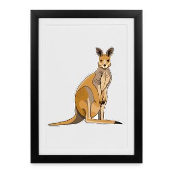 Kangourou - Affiche encadrée (27 × 37 cm) - noir - Devant