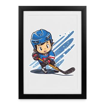 Eishockeyspieler Comic Look - Framed poster (27 × 37 cm) - black - Front