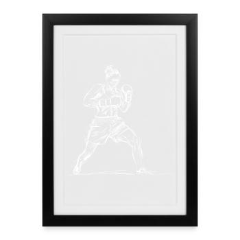 Croquis de boxeuse - Affiche encadrée (27 × 37 cm) - noir - Devant