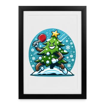 Tennis de table Arbre de Noël Costume Arbre de Noël - Affiche encadrée (27 × 37 cm) - noir - Devant