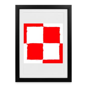 Chessboard symbol of Polish Poland - Framed poster (27 × 37 cm) - black - Front