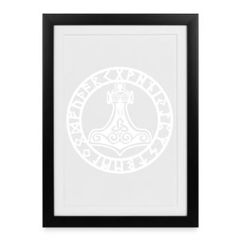White Viking hammer - Framed poster (27 × 37 cm) - black - Front