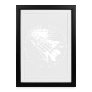 Croquis de badminton - Affiche encadrée (27 × 37 cm) - noir - Devant