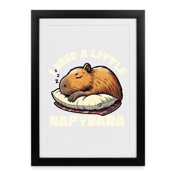 I Need a Little Napybara, Funny Capybara Design - Framed poster (27 × 37 cm) - black - Front