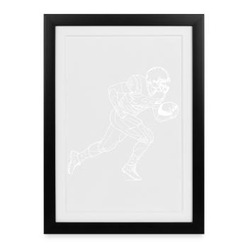 Dessin de joueur de football - Affiche encadrée (27 × 37 cm) - noir - Devant