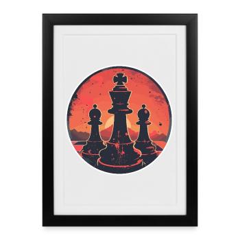 Oldschool Chess Pieces - Framed poster (27 × 37 cm) - black - Front