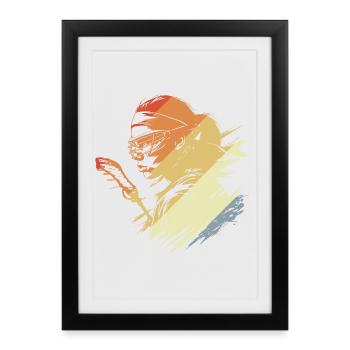 Joueur de crosse rétro - Affiche encadrée (27 × 37 cm) - noir - Devant