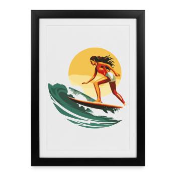 Surfeur - Affiche encadrée (27 × 37 cm) - noir - Devant
