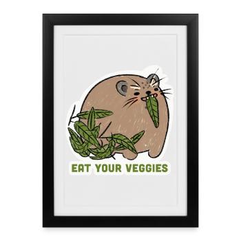 Eat Your Veggies – Funny Animal Motif - Framed poster (27 × 37 cm) - black - Front