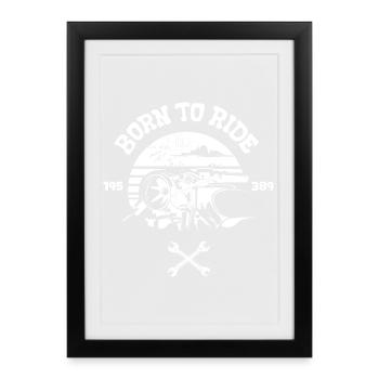 Motorcycle retro biker - Born to ride illustration - Framed poster (27 × 37 cm) - black - Front