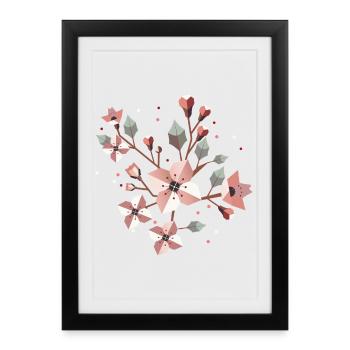 stylish cherry blossom branch–delicate spring splendour - Framed poster (27 × 37 cm) - black - Front