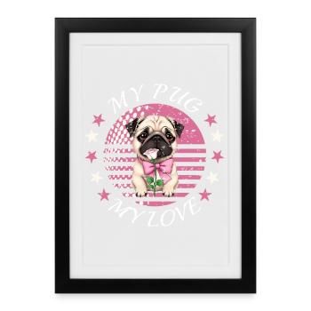 Chien carlin - Affiche encadrée (27 × 37 cm) - noir - Devant