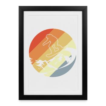 Snowboarder style rétro - Affiche encadrée (27 × 37 cm) - noir - Devant