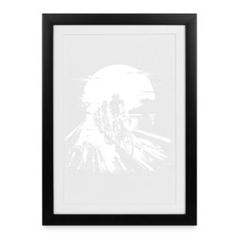 Croquis du cycliste sur route - Affiche encadrée (27 × 37 cm) - noir - Devant