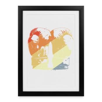Gants de boxe Retro - Affiche encadrée (27 × 37 cm) - noir - Devant