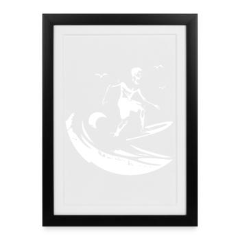 Surfing Drawing - Framed poster (27 × 37 cm) - black - Front