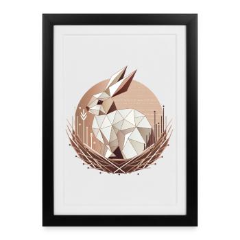 Geometric bunny in the nest – stylish Easter design - Framed poster (27 × 37 cm) - black - Front