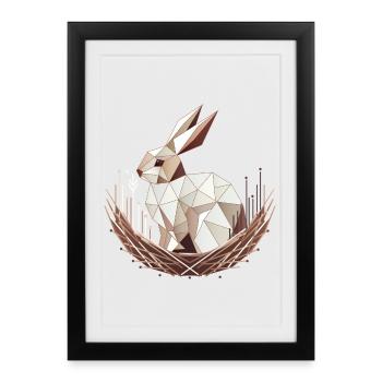 Geometric bunny in the nest – stylish Easter design - Framed poster (27 × 37 cm) - black - Front