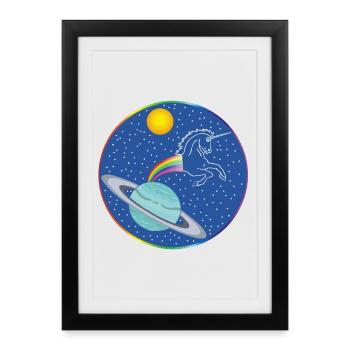 Licorne arc en ciel - Affiche encadrée (27 × 37 cm) - noir - Devant