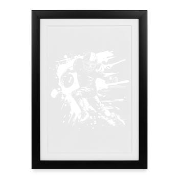 Footballeur américain Street Art - Affiche encadrée (27 × 37 cm) - noir - Devant