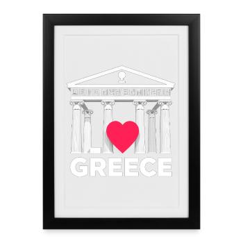 Love Greece 01 - Affiche encadrée (27 × 37 cm) - noir - Devant