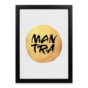 Yoga Cercle Or Méditation Mantra Citations Cool om - Affiche encadrée (27 × 37 cm) - noir - Devant