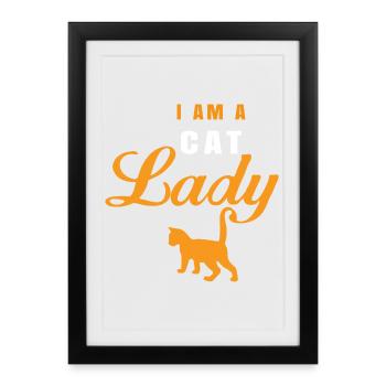 Je suis une dame aux chats – Cat Design | Drôle et rétro - Affiche encadrée (27 × 37 cm) - noir - Devant