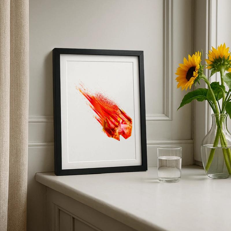 Astéroïde lumineux avec queue de feu - Conception de puissance Affiche encadrée (27 × 37 cm)