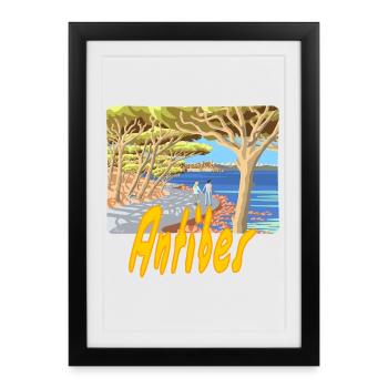 Antibes - Affiche encadrée (27 × 37 cm) - noir - Devant