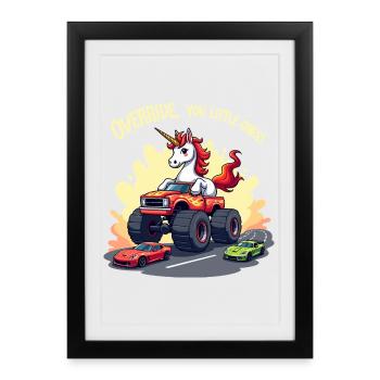 Monster Truck Unicorn - Framed poster (27 × 37 cm) - black - Front