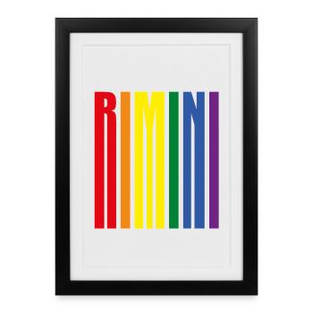 Rimini Rainbow Pride Cadeau Vacances Mer - Affiche encadrée (27 × 37 cm) - noir - Devant