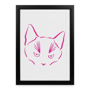 Le chat en point de mire - Affiche encadrée (27 × 37 cm) - noir - Devant