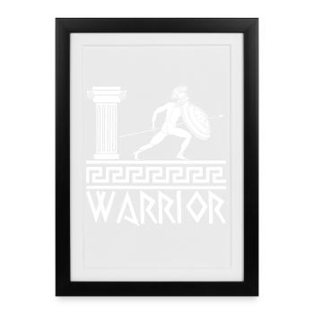 White hoplite Greek warrior - Framed poster (27 × 37 cm) - black - Front