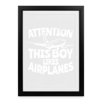 Airplane - Framed poster (27 × 37 cm) - black - Front